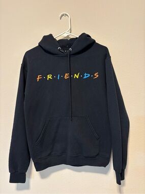 FRIENDS Black Crewneck Hoodie with Multicolor Logo